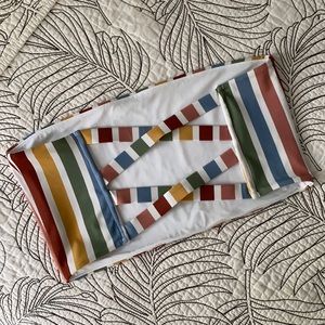 Stripey strapless swim top